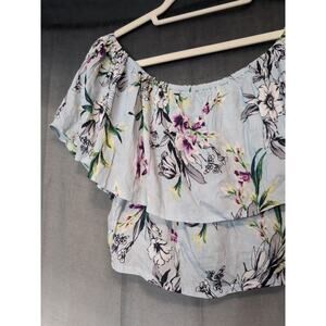 Band Of Gypsies Woman's Floral Off The Shoulder Cropped Top Size Medium(309)